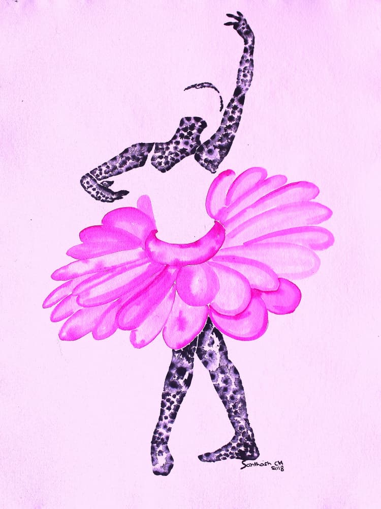 Pink Flower Ballerina by Santhosh ch — canvas wall art