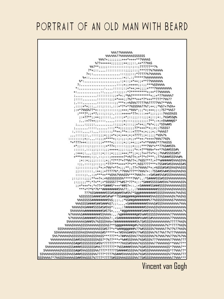 Old Man ASCII Portrait by Doa Project — canvas wall art
