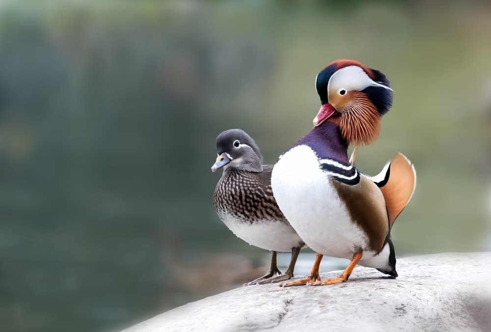 Colorful Mandarin Ducks by Sheila Xu — canvas wall art