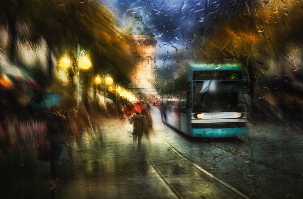 Rainy City Blur by Charlaine Gerber — canvas wall art