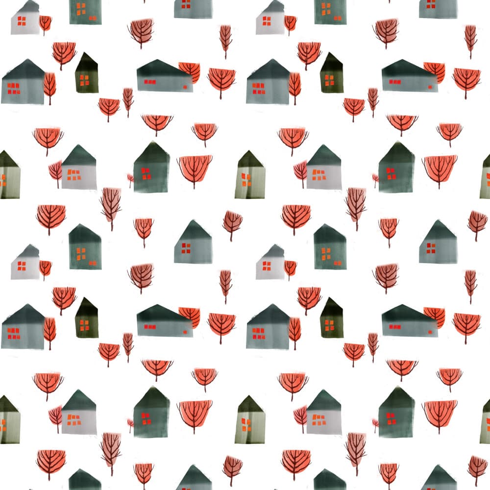 Charming Autumn Village by MANSI SAXENA — canvas wall art
