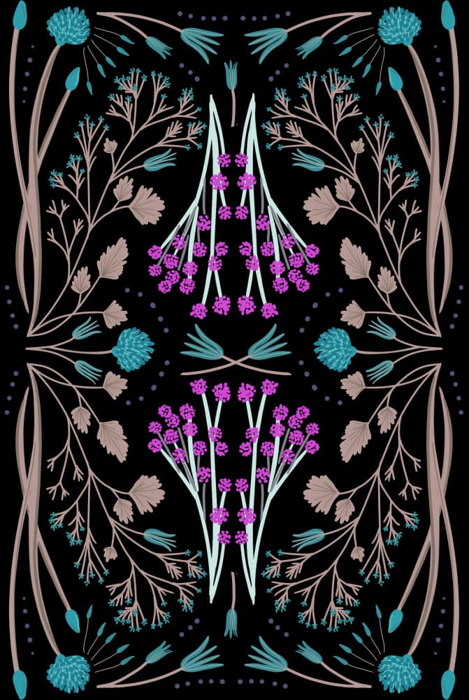 Folk Mirrored - Black, Cyan and Magenta by Anis Illustration — canvas wall art