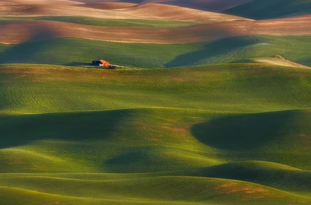 Rolling Farmland Barn by James Lu — canvas wall art
