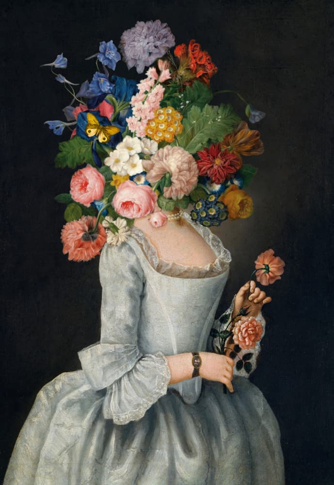 Whimsical Floral Lady by Marja van den Hurk — canvas wall art