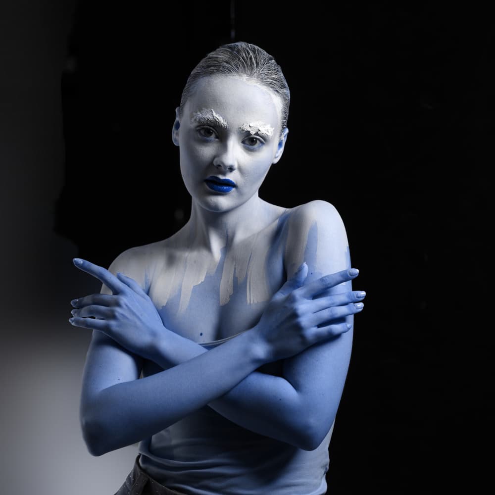 Artistic Blue Portrait by Itzik Rabinovitz — canvas wall art