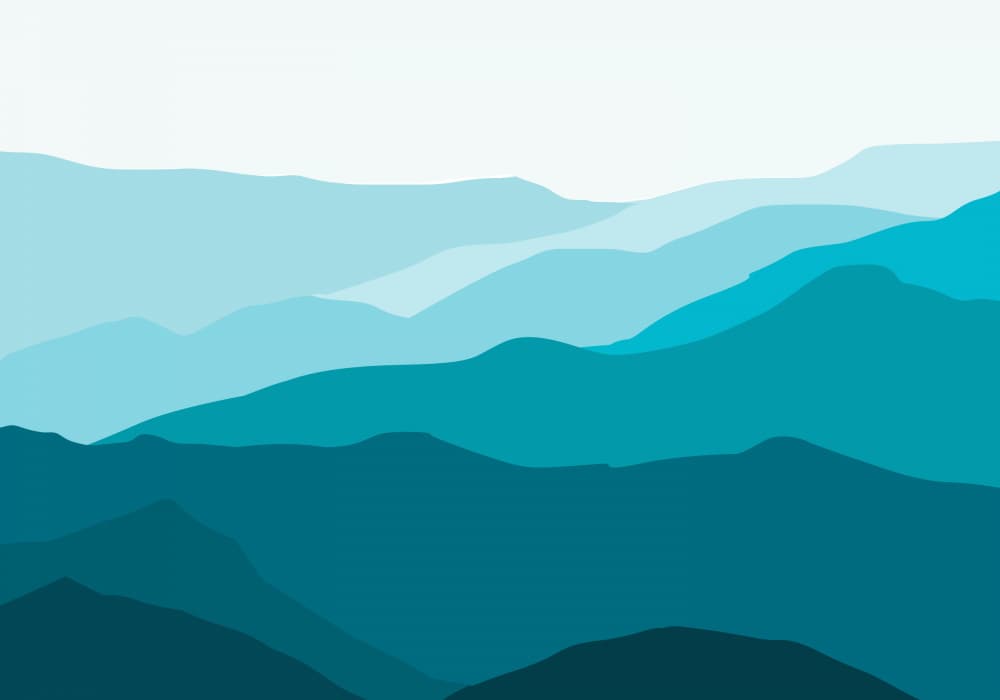 Layered Teal Mountains by Vesuvik Designs — canvas wall art