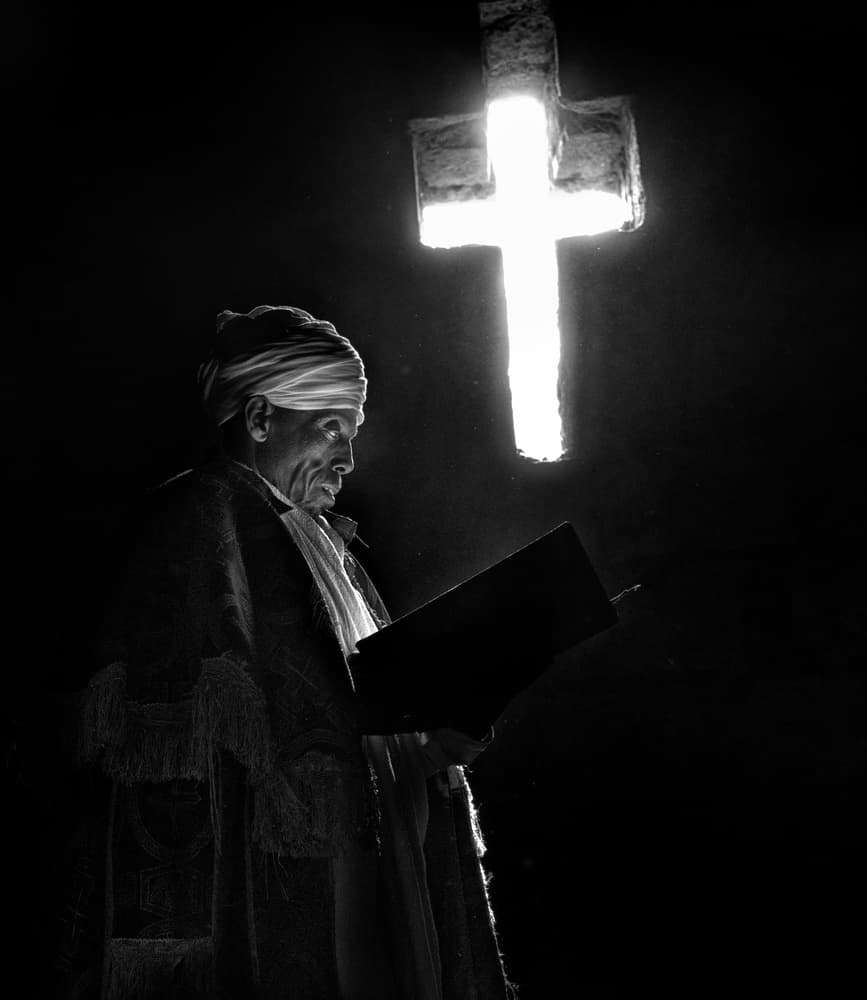 Elder Reading By Cross by Giovanni Cavalli — canvas wall art
