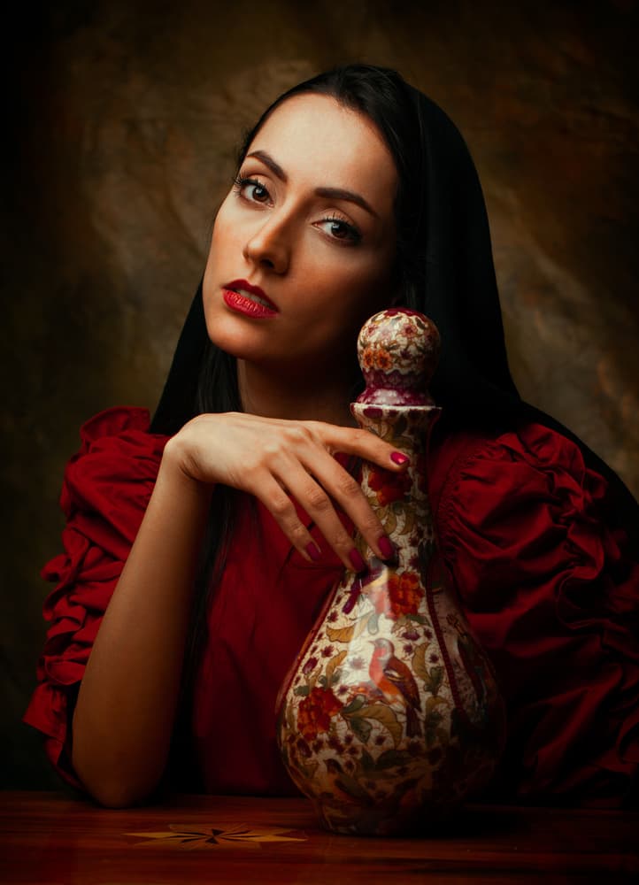 Mysterious Lady in Red by Mehdi Mokhtari — canvas wall art