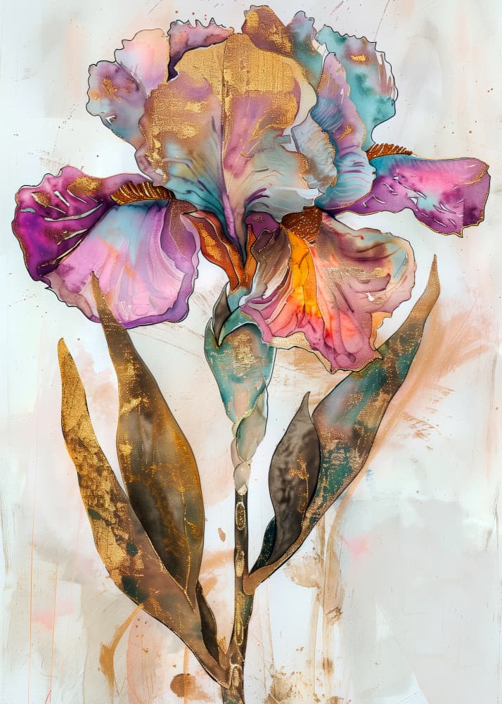 Vibrant Golden Iris by Justyna Jaszke — canvas wall art