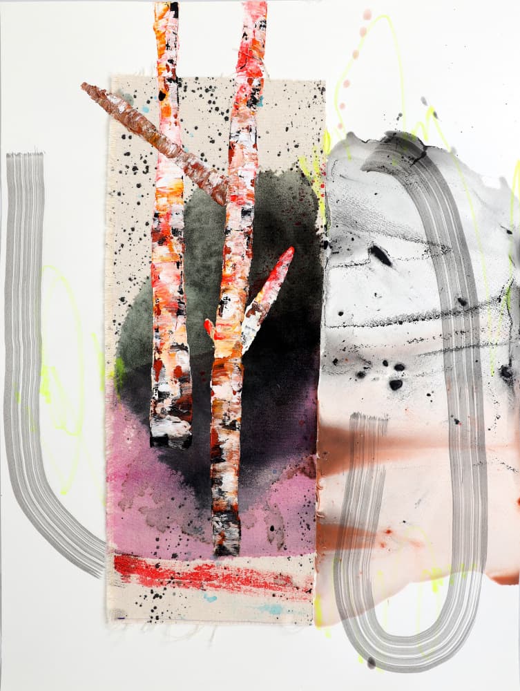 Vibrant Abstract Birches by POOVI ART — canvas wall art