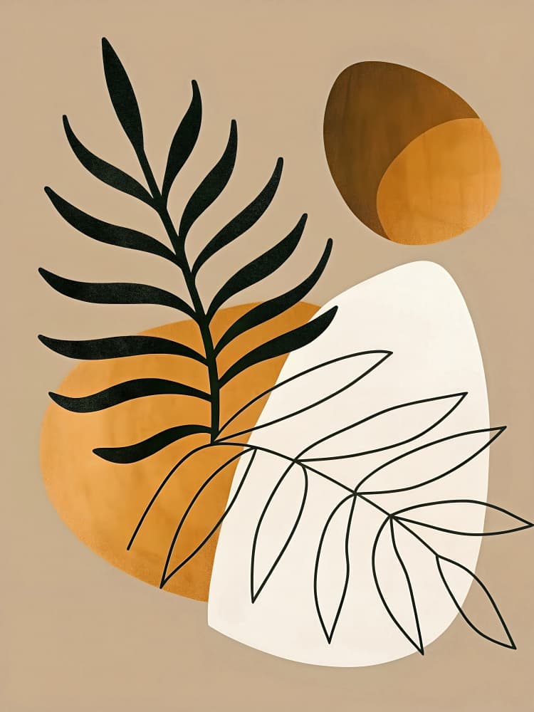 Earthy Abstract Leaves by Miguel Bruzual — canvas wall art