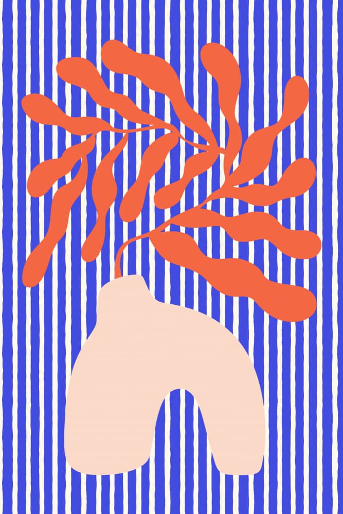 Vibrant Striped Botany by Treechild — canvas wall art
