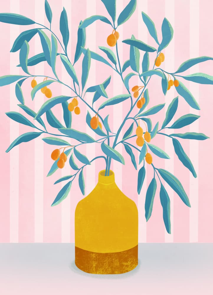 Orange Berries in Vase by Kristian Gallagher — canvas wall art