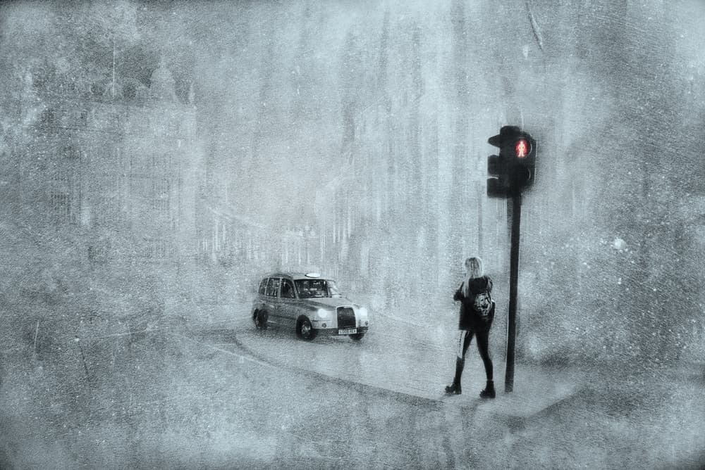 Woman at Red Light by Nicodemo Quaglia — canvas wall art
