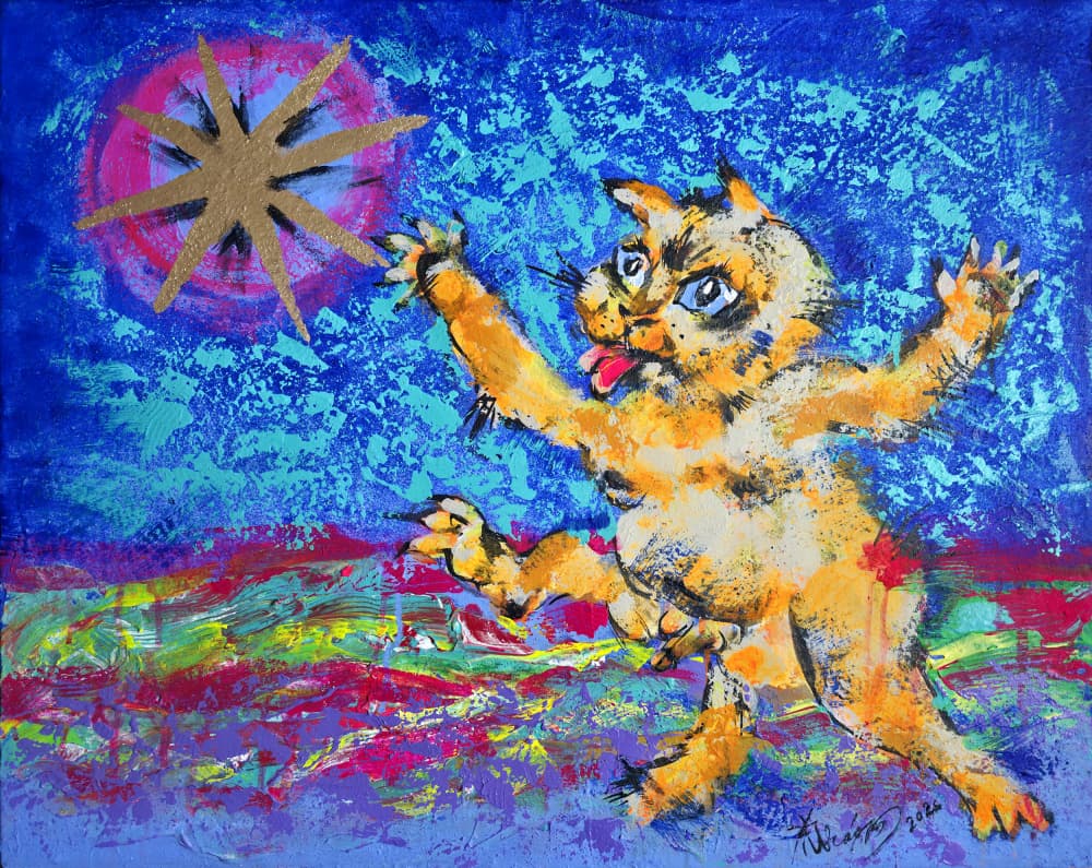 Whimsical Cat Star by Kanat Ibragimov — canvas wall art