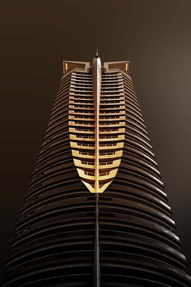 Sleek Golden Tower by Rolf Endermann — canvas wall art