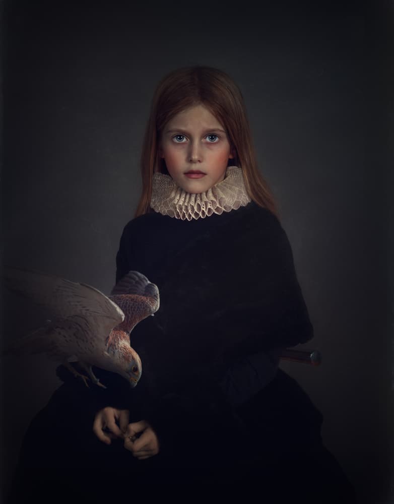Renaissance Girl and Falcon by Svetlana Melik-Nubarova — canvas wall art