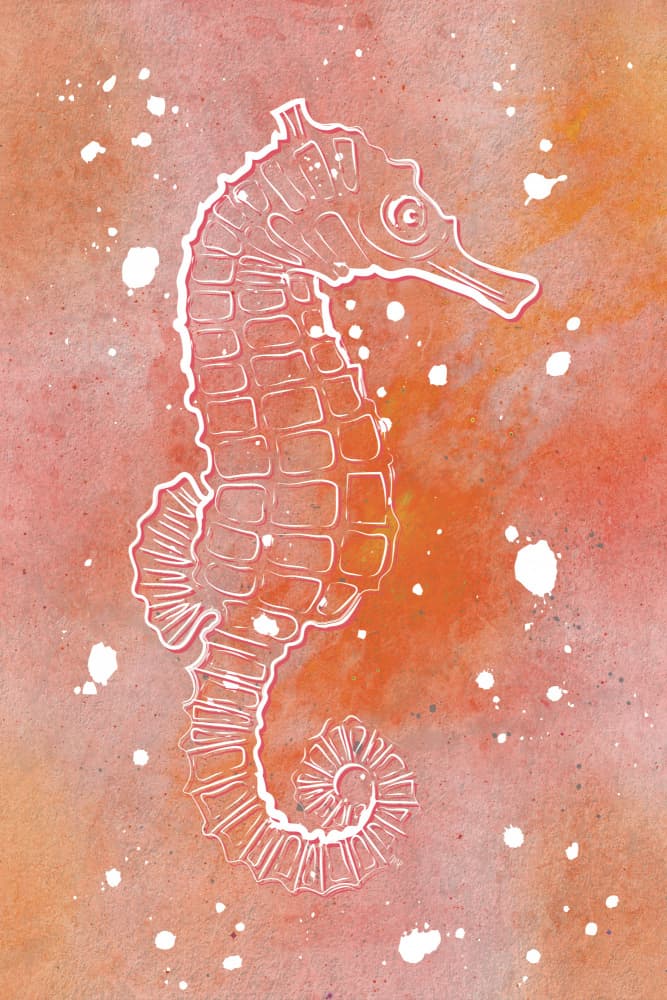 Vibrant Watercolor Seahorse by Martina — canvas wall art