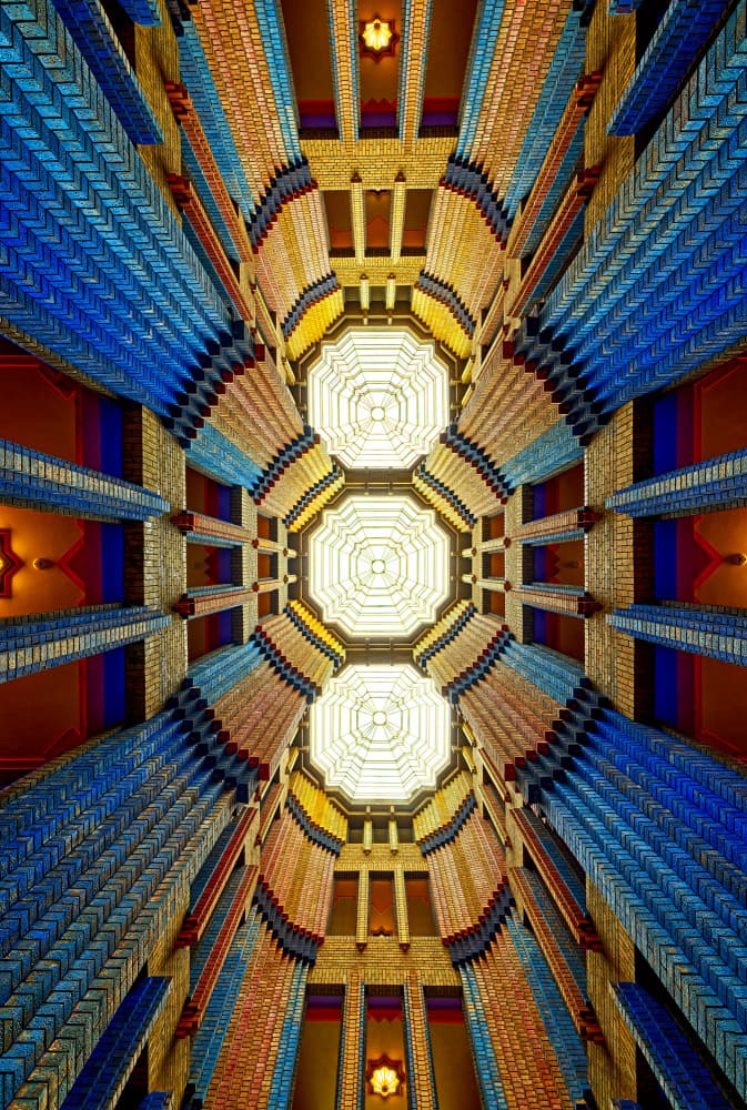 Vibrant Geometric Atrium by Martin Fleckenstein — canvas wall art