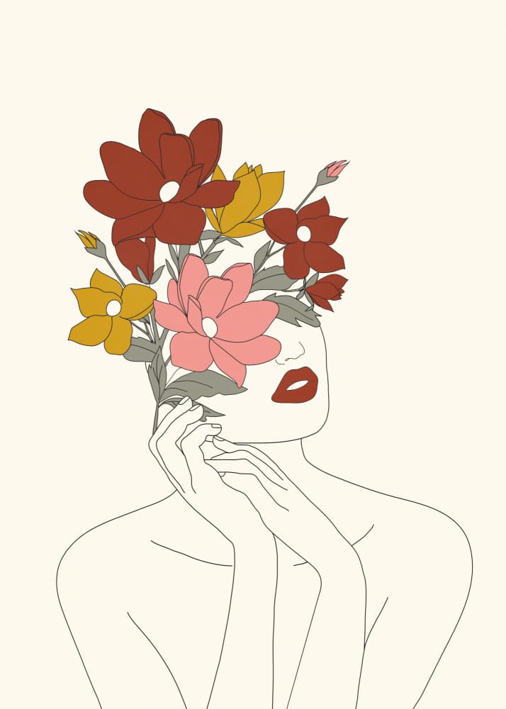 Floral Woman Portrait by Nadjaa — canvas wall art