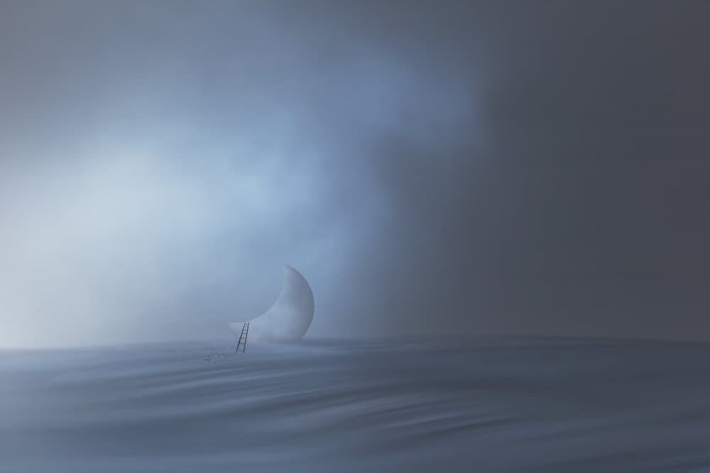 Dreamy Moon Ladder by Uschi Hermann — canvas wall art