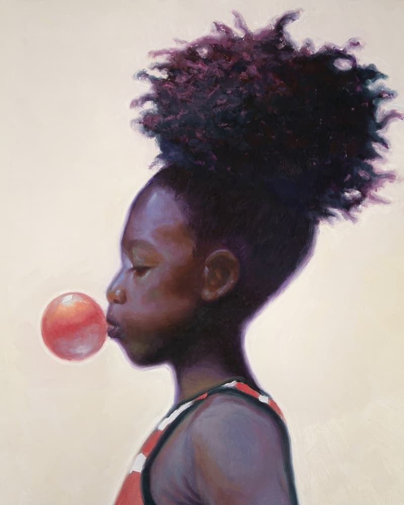 Girl Blowing Bubble Gum by Alexander Grahovsky — canvas wall art