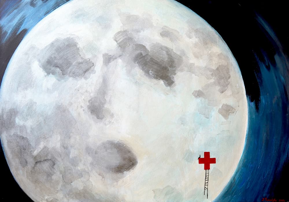 Moon Ladder Dream by Julija Belickienė — canvas wall art