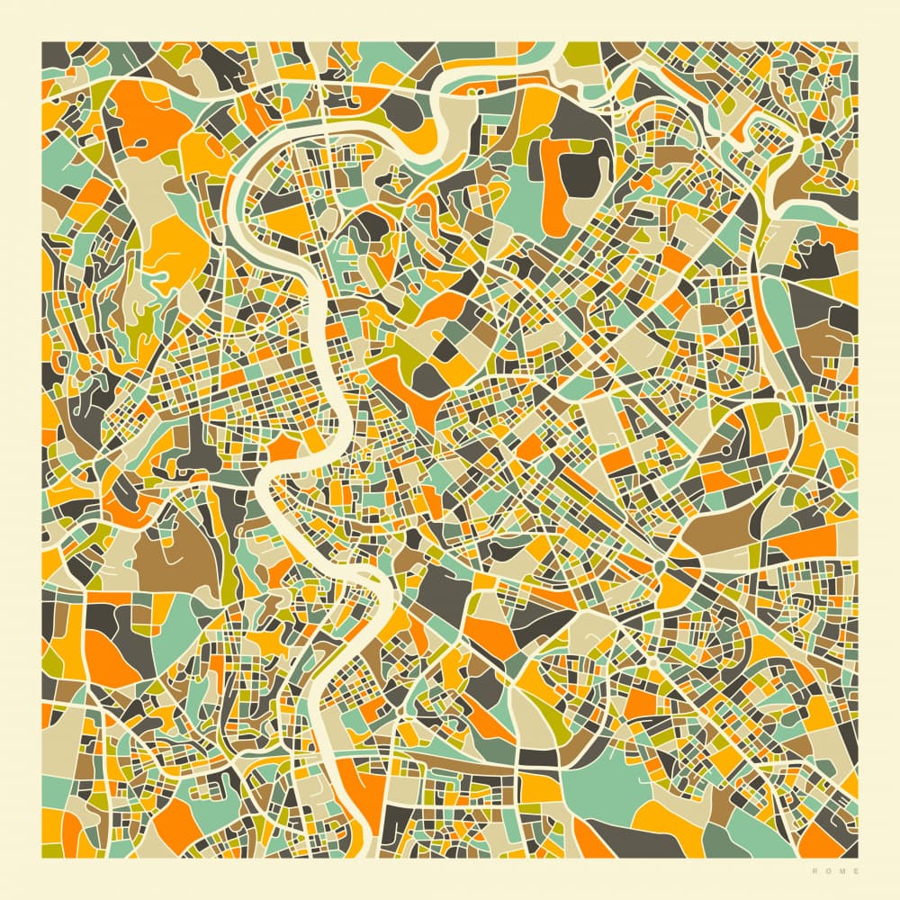 Abstract Rome City Map by Jazzberry Blue — canvas wall art