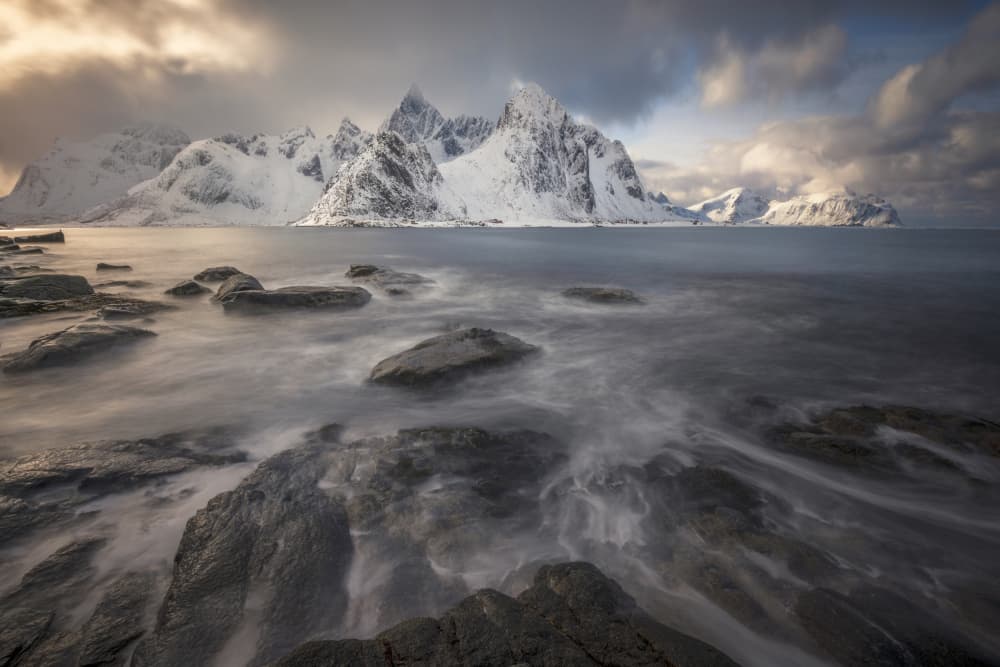 Ocean Meets Snowy Peaks by Nina Pauli — canvas wall art