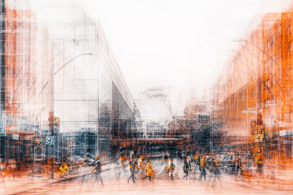 Bustling Abstract City by Carmine Chiriacò — canvas wall art