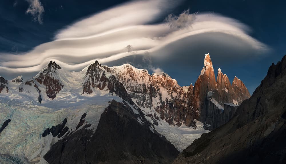 Golden Peaks Lenticular Sky by Karol Nienartowicz — canvas wall art