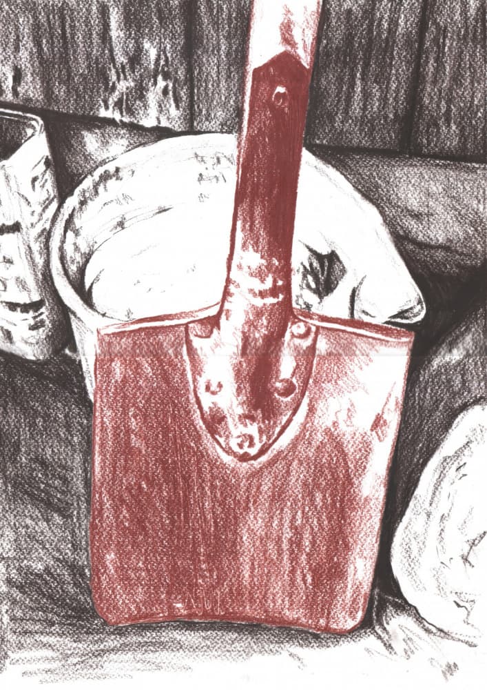 Red Shovel Sketch by Kulik — canvas wall art
