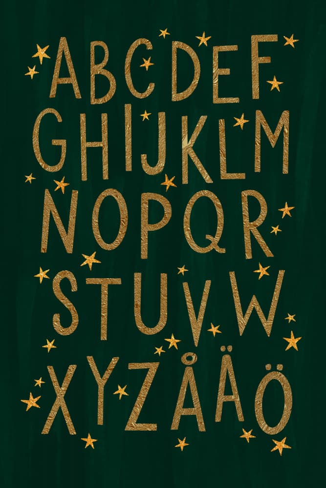 Golden Alphabet Stars by EMELIEmaria — canvas wall art