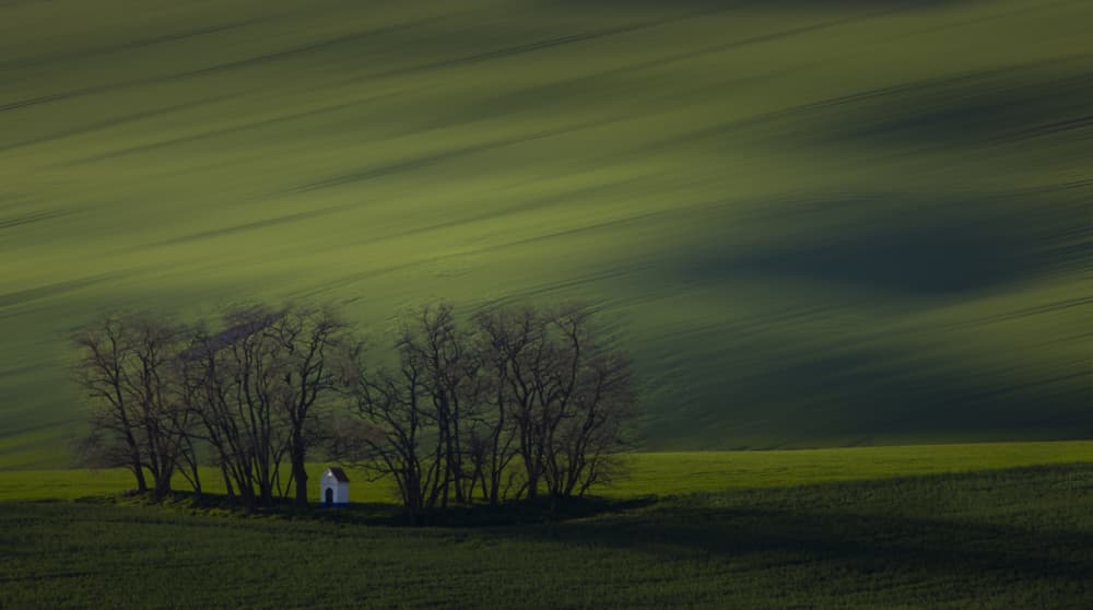 Chapel in Rolling Green Hills by Clas Gustafson PRO — canvas wall art