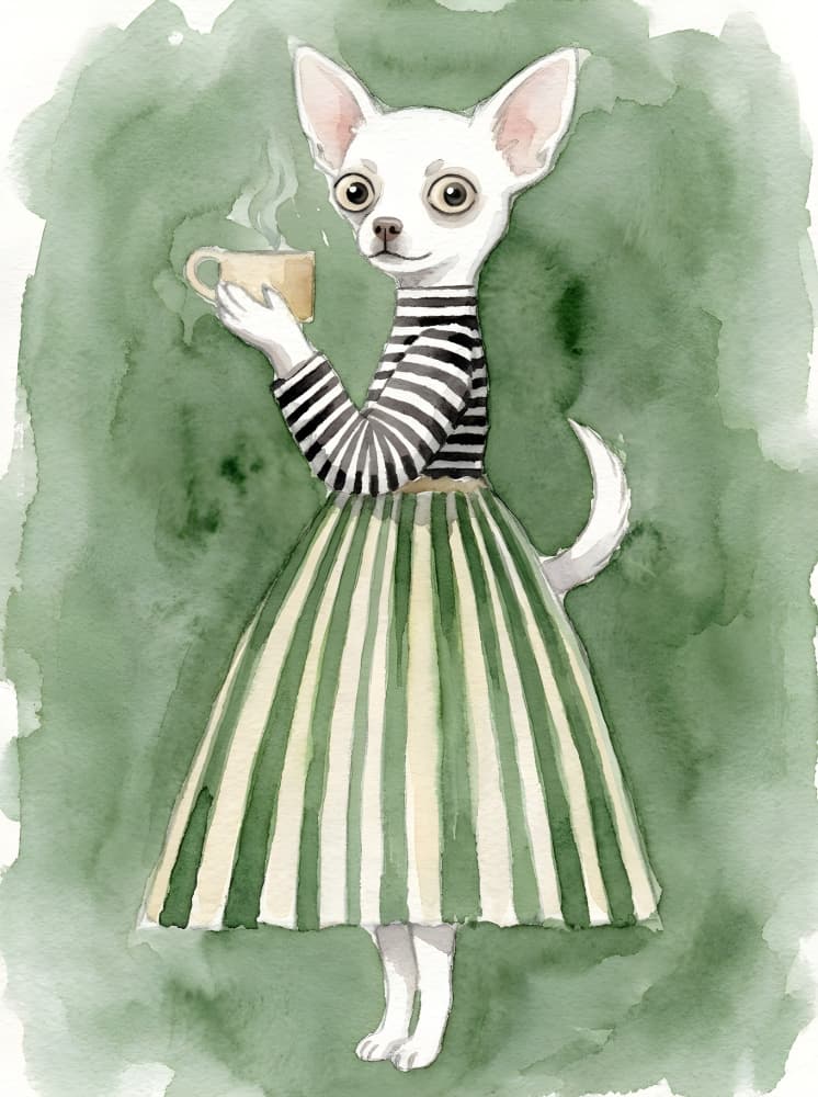 Chihuahua Coffee Break by HUGO — canvas wall art