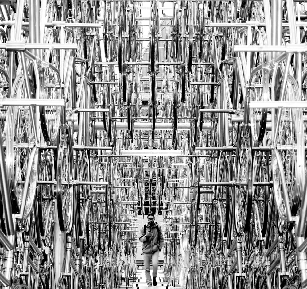 Urban Bike Rows by Jian Wang — canvas wall art