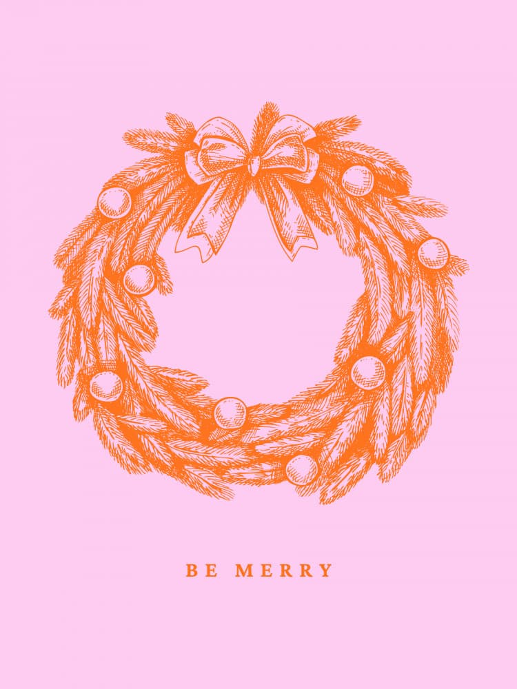 Merry Pink Wreath by Ohkimiko — canvas wall art