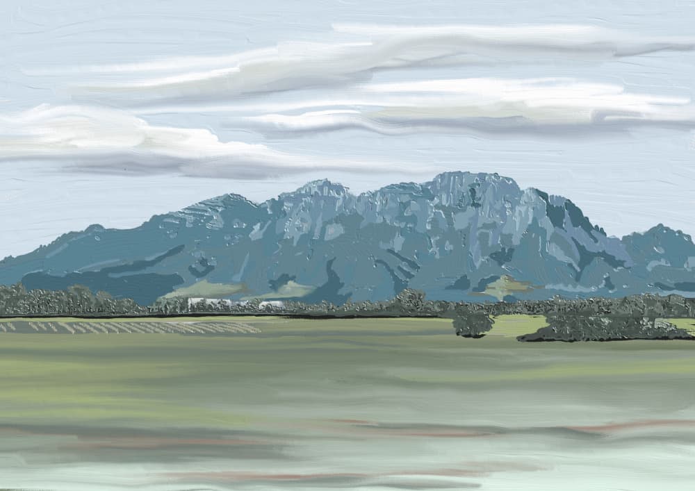 Distant Mountain Landscape by Jenna Alheit — canvas wall art