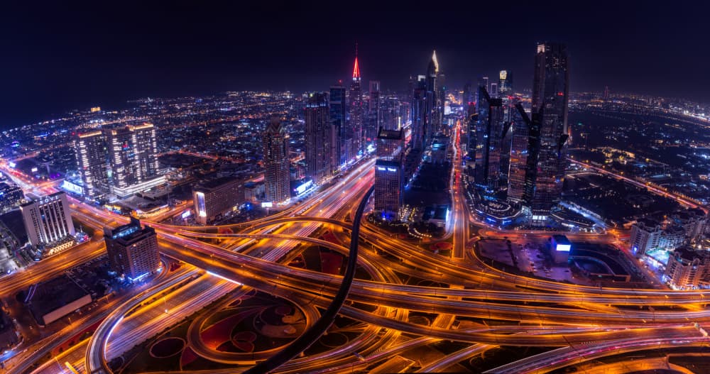 City Night Traffic Glow by Farid Kazamil — canvas wall art