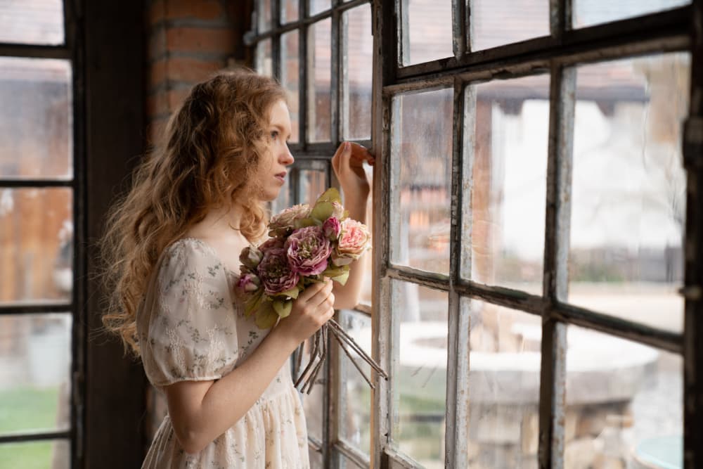 Romantic Girl by Window by Ruth Franke — canvas wall art