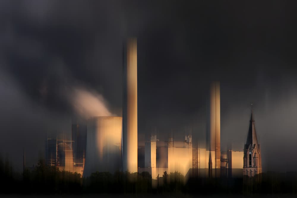 Industrial Golden Dusk by Hans-Wolfgang Hawerkamp — canvas wall art