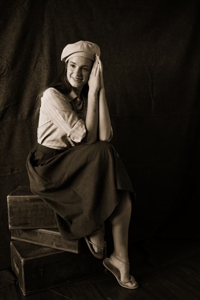 Smiling Beret Girl by Yoram GIL — canvas wall art