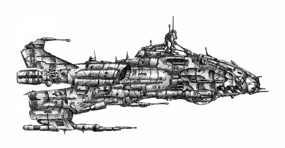 Detailed Sci-Fi Starship by Kulik — canvas wall art