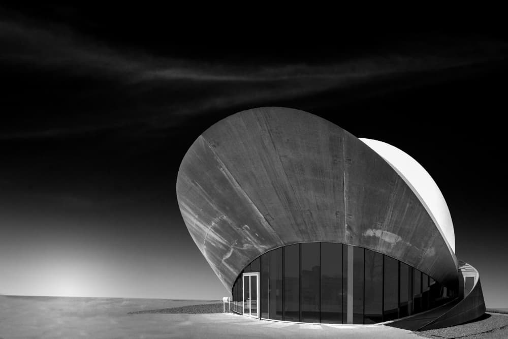 Futuristic Minimalist Building by Luc Vangindertael (laGrange) — canvas wall art