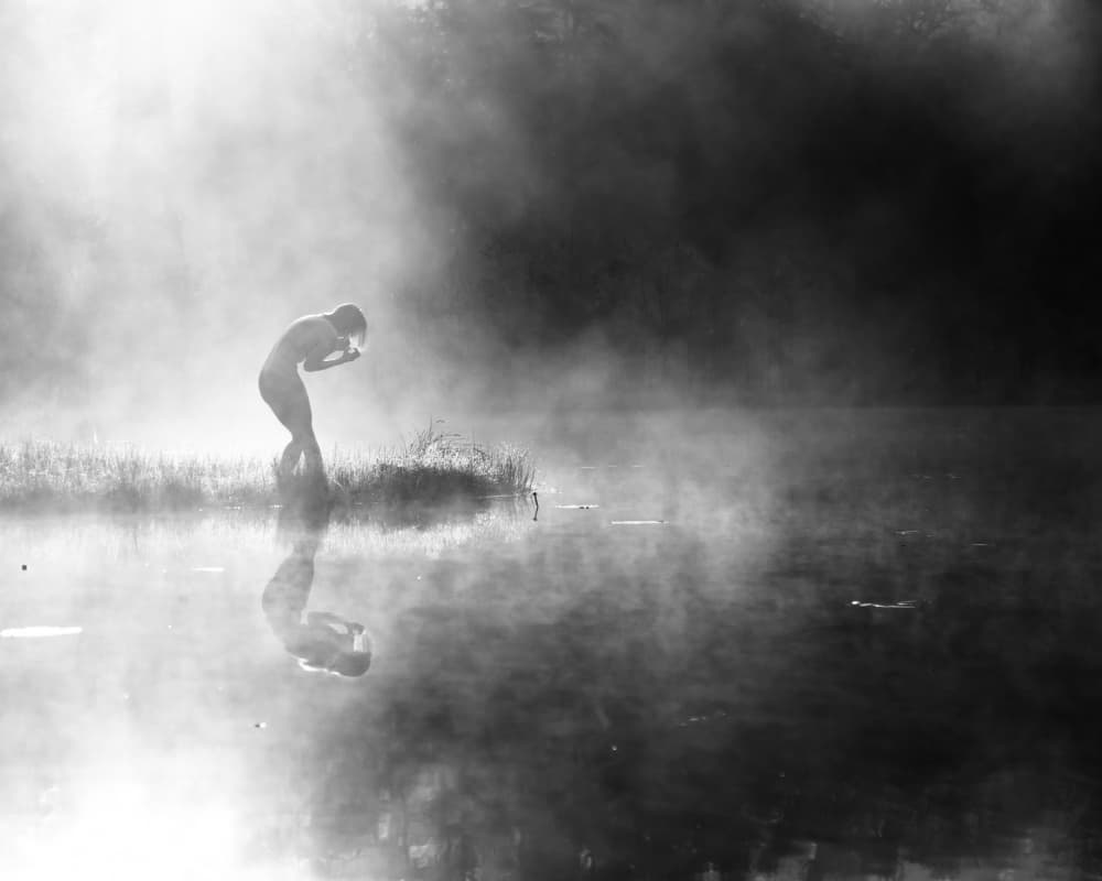 Misty Lake Reflection by Leszek Paradowski — canvas wall art