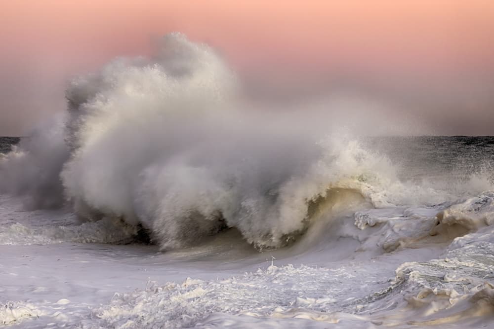 Crashing Wave Pink Sky by Paolo Bolla — canvas wall art