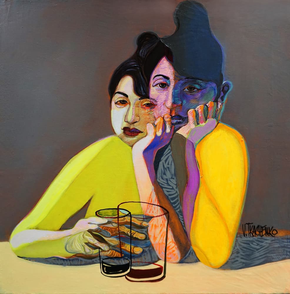 Contemplative Dual Portrait by Victor Tkachenko — canvas wall art