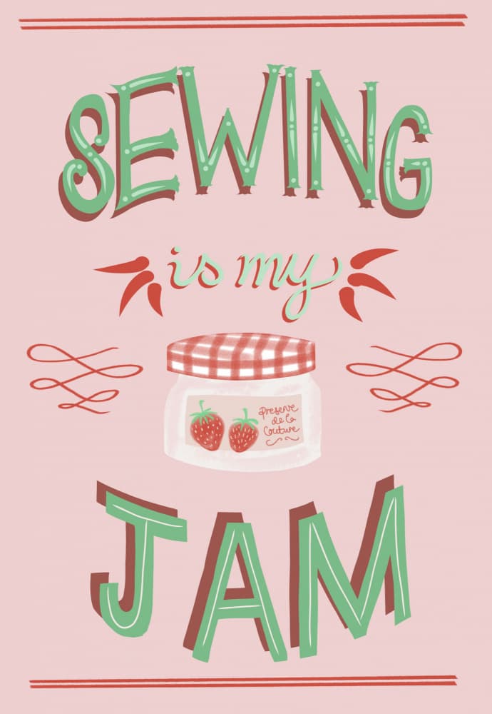 Sewing Is My Jam by Charlotte Trudgett — canvas wall art