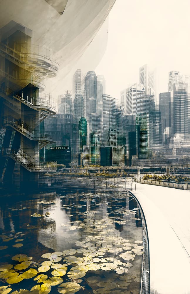 Singapore City Reflection by Carmine Chiriacò — canvas wall art