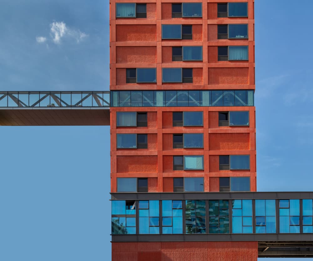 Red Brick Skywalks by Theo Luycx — canvas wall art